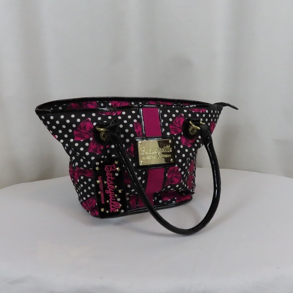 Betseyville Betsey Johnson Pink Bows and White Polka Dots Handbag Purse - Picture 3 of 16